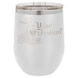 12 oz. Stemless Stainless Steel Wine Tumbler Signature Laser Engraving White 
