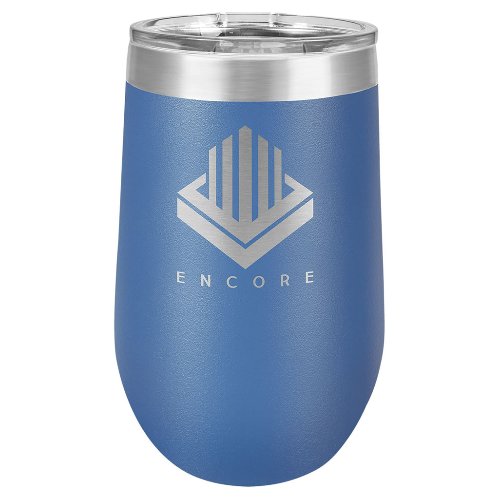 16 oz. Stemless Stainless Steel Wine Tumbler Signature Laser Engraving Royal Blue 
