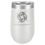 16 oz. Stemless Stainless Steel Wine Tumbler Signature Laser Engraving White 