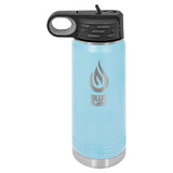 20 oz. Stainless Steel Water Bottle Tumbler with Flip Top Lid Signature Laser Engraving Light Blue 
