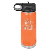 20 oz. Stainless Steel Water Bottle Tumbler with Flip Top Lid Signature Laser Engraving Orange 