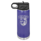 20 oz. Stainless Steel Water Bottle Tumbler with Flip Top Lid Signature Laser Engraving Purple 
