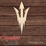 ASU Trident 002 - Paint by LIne Shape Cutout in Wood