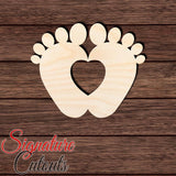 Baby Feet Heart 001 Shape Cutout in Wood, Acrylic or Acrylic Mirror - Signature Cutouts