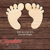 Baby Footprint Set Shape Cutout in Wood