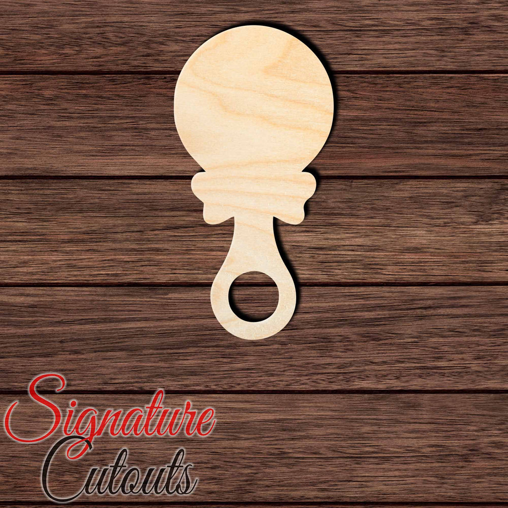 Baby Rattle Shape Cutout in Wood, Acrylic or Acrylic Mirror - Signature Cutouts