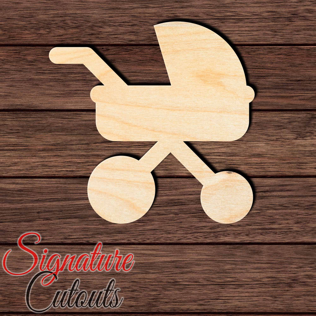 Baby Stroller 001 Shape Cutout in Wood, Acrylic or Acrylic Mirror Craft Shapes & Bases Signature Cutouts 