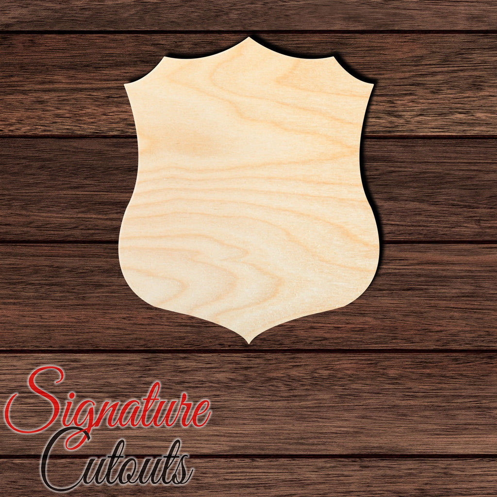 Badge - Shield 007 Shape Cutout in Wood, Acrylic or Acrylic Mirror - Signature Cutouts