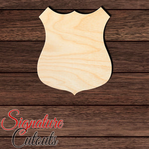 Badge - Shield 018 Shape Cutout in Wood, Acrylic or Acrylic Mirror - Signature Cutouts