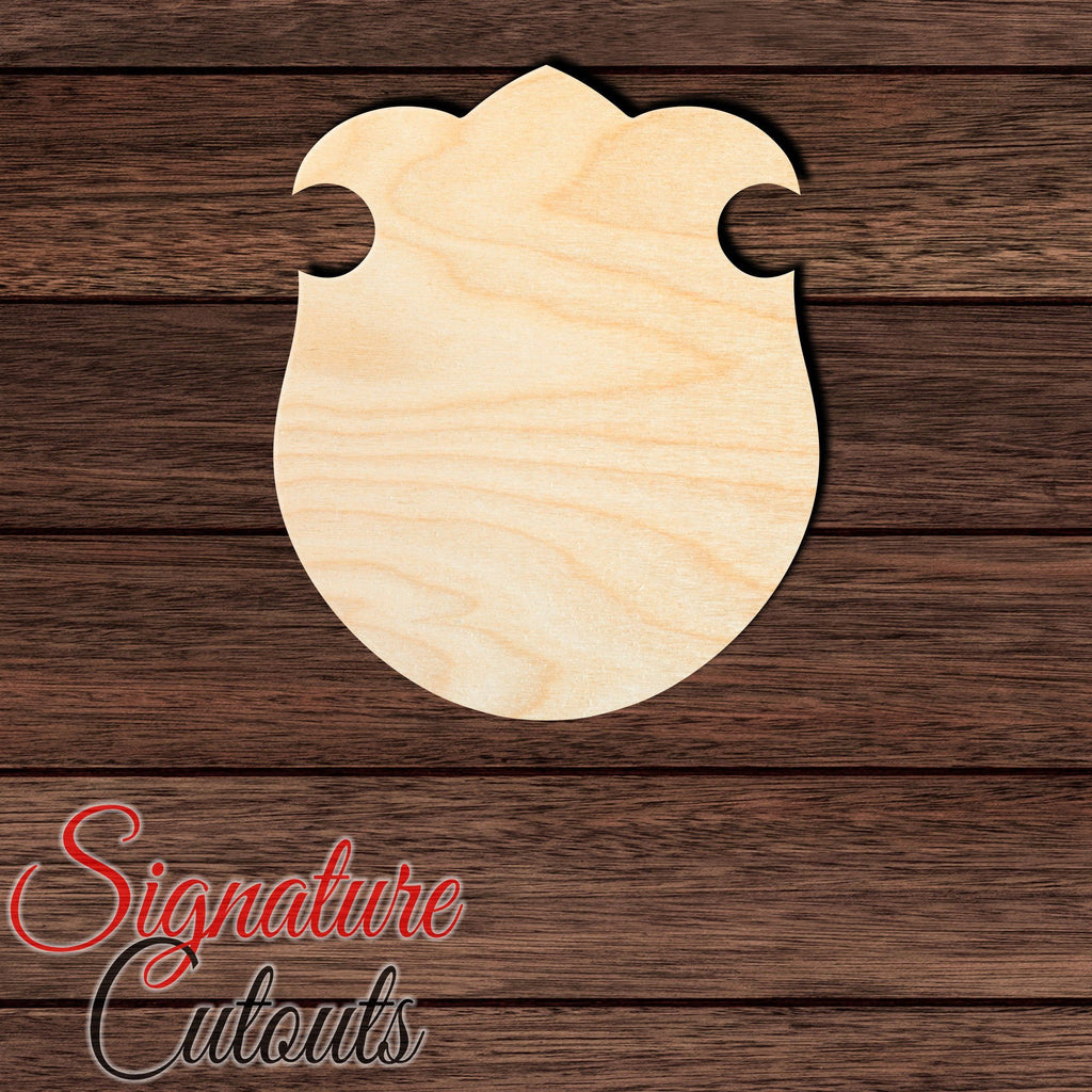 Badge - Shield 024 Shape Cutout in Wood, Acrylic or Acrylic Mirror - Signature Cutouts