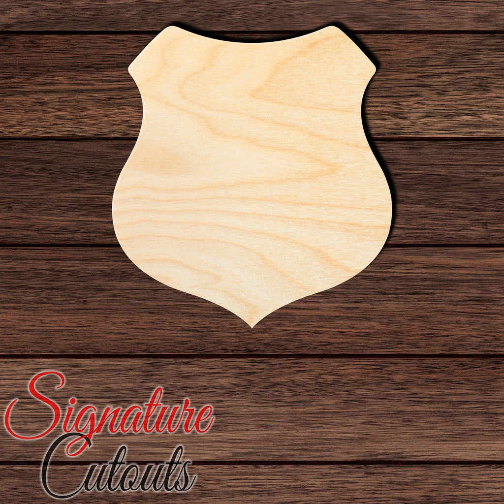 Badge - Shield 025 Shape Cutout in Wood, Acrylic or Acrylic Mirror - Signature Cutouts