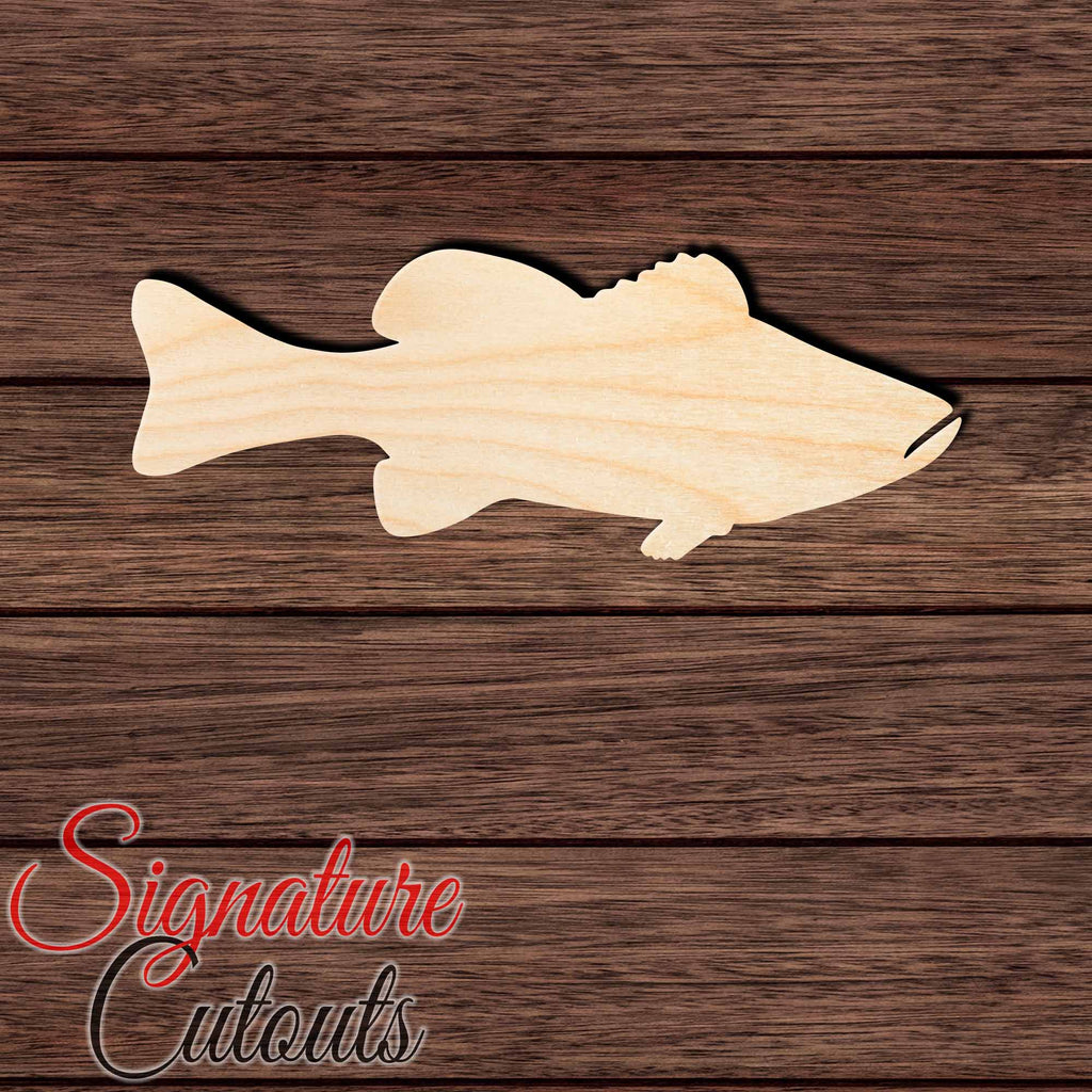 Bass Fish Shape Cutout in Wood, Acrylic or Acrylic Mirror - Signature Cutouts