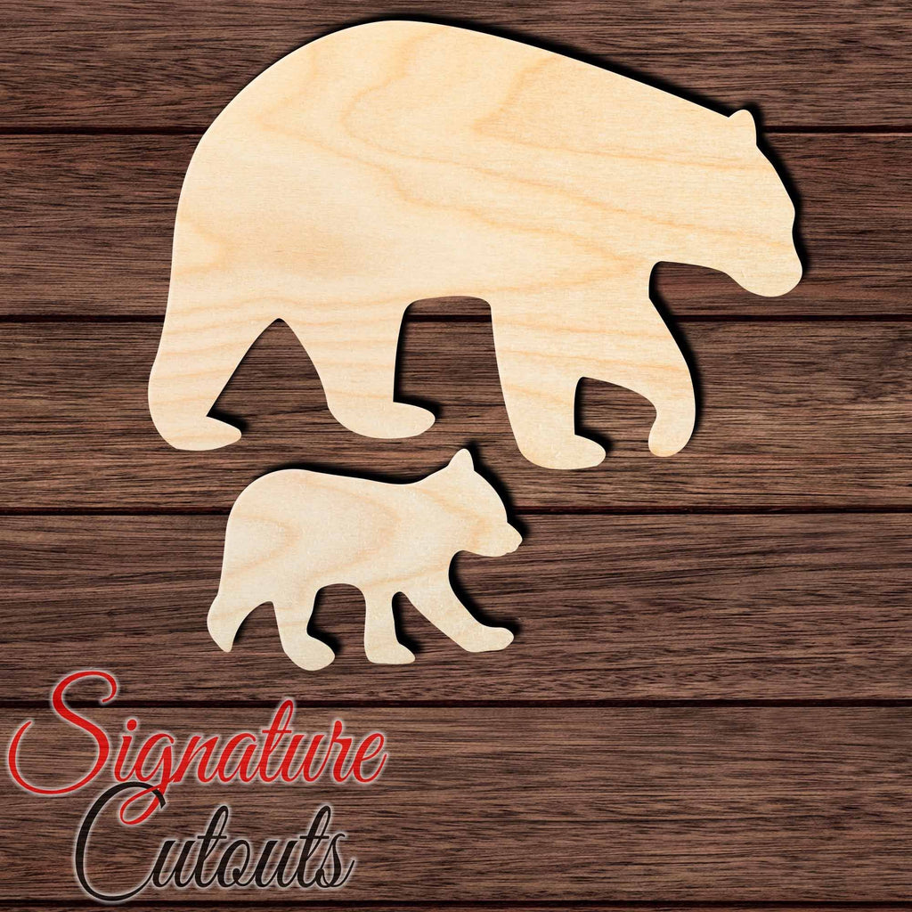 Bear 015 (2 pieces) Shape Cutout in Wood, Acrylic or Acrylic Mirror - Signature Cutouts