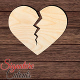 Broken Heart 002 Shape Cutout in Wood