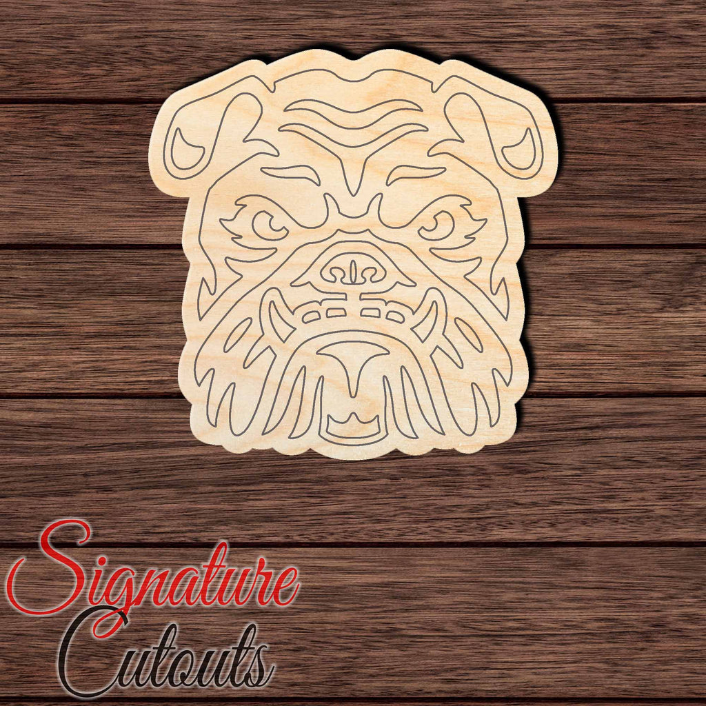 Bulldog head 001 Shape Cutout in Wood, Acrylic or Acrylic Mirror - Signature Cutouts