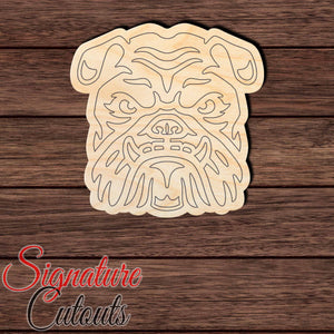Bulldog head 001 Shape Cutout in Wood, Acrylic or Acrylic Mirror - Signature Cutouts