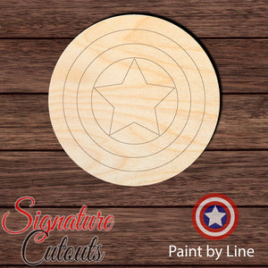 Captain America Shield 001 - Paint by Line Shape Cutout - Signature Cutouts