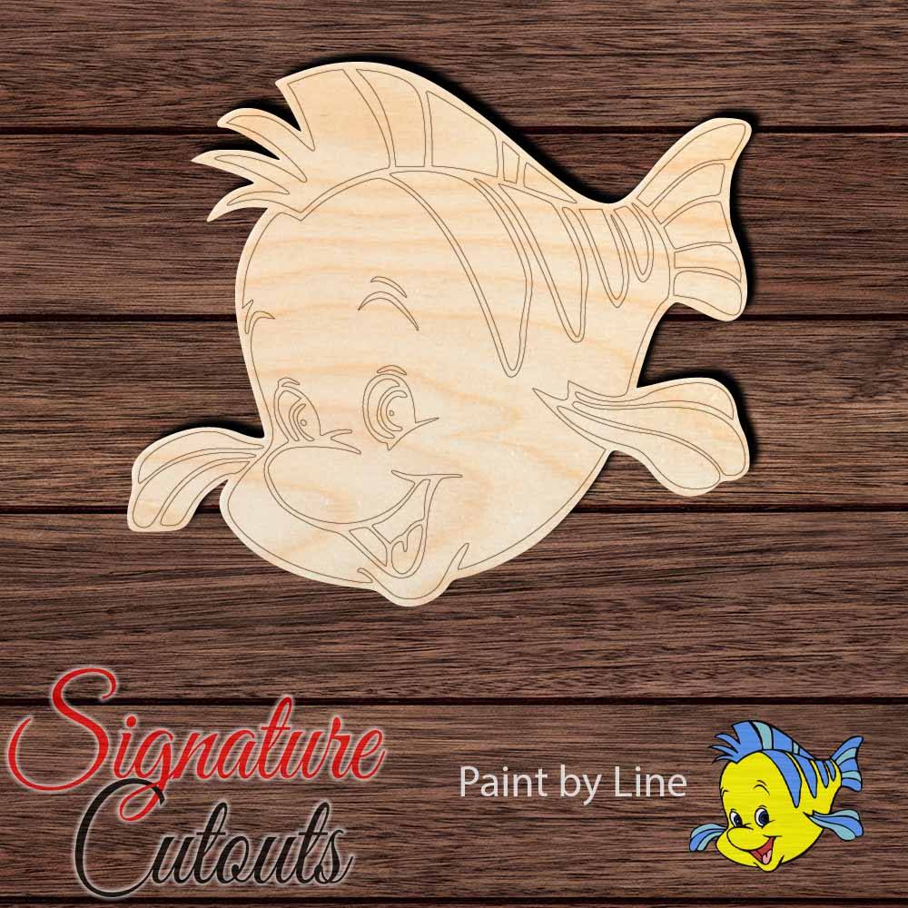 Cartoon Flounder Shape Cutout - Paint by Line - Signature Cutouts