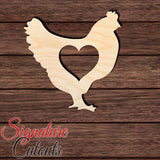 Chicken with Heart 001 Shape Cutout in Wood, Acrylic or Acrylic Mirror - Signature Cutouts