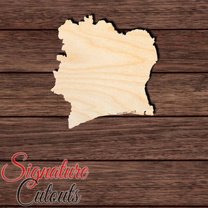 Cot D'Lvoire Shape Cutout in Wood, Acrylic or Acrylic Mirror - Signature Cutouts