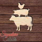 Cow Pig Chicken Shape Cutout in Wood