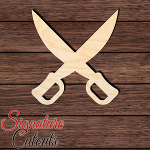 Crossed Swords 001 Shape Cutout in Wood, Acrylic or Acrylic Mirror Craft Shapes & Bases Signature Cutouts 3 inches Wood (3/16 in. thick birch plywood) 