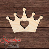 Crown 001 - With Heart Shape Cutout in Wood, Acrylic or Acrylic Mirror - Signature Cutouts