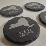 Custom Engraved State Coasters, Personalized With Your Custom Text, Slate Coaster Signature Laser Engraving 