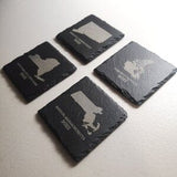 Custom Engraved State Coasters, Personalized With Your Custom Text, Slate Coaster Signature Laser Engraving 