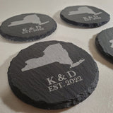 Custom Engraved State Coasters, Personalized With Your Custom Text, Slate Coaster Signature Laser Engraving Slate (round) Alabama 