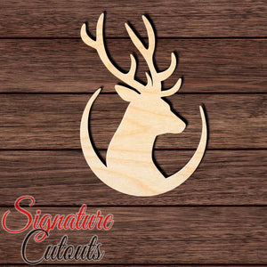 Deer Head 004 Shape Cutout in Wood, Acrylic or Acrylic Mirror - Signature Cutouts