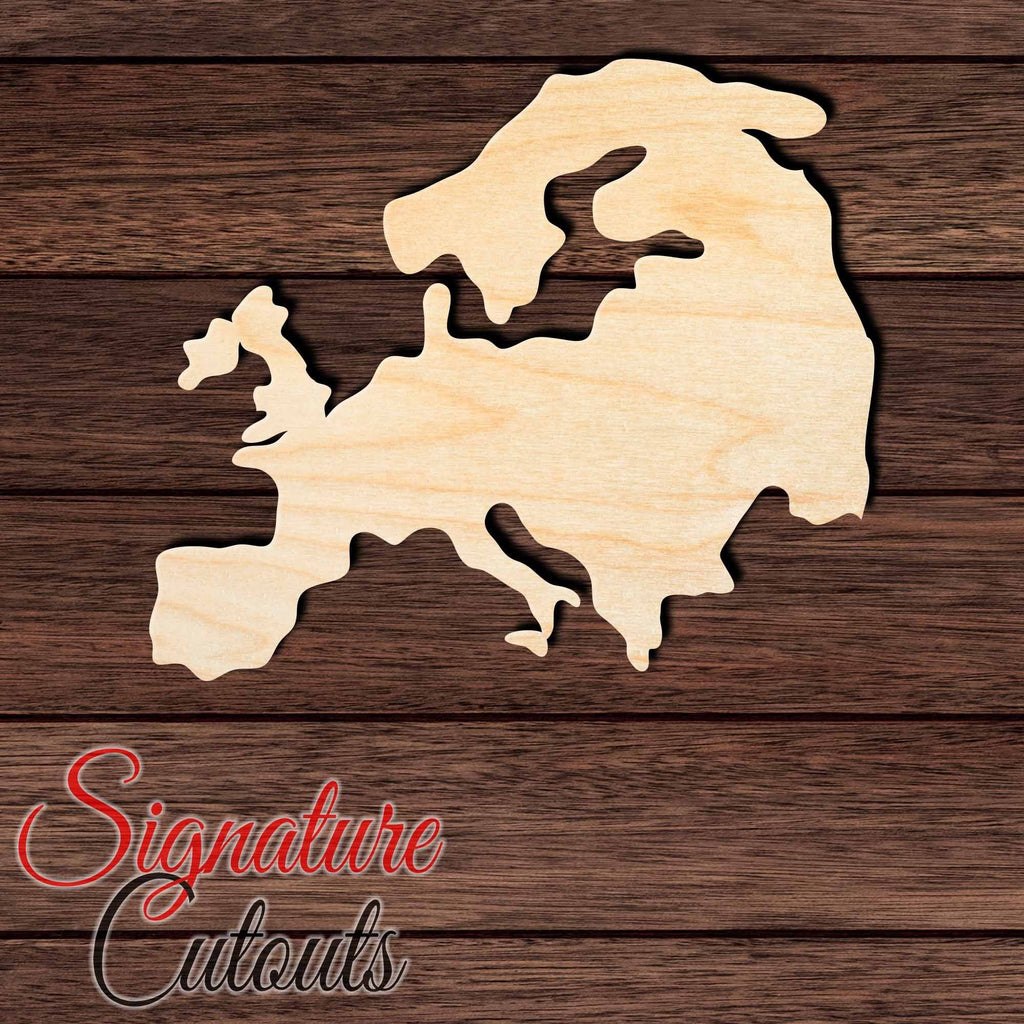 Europe Shape Cutout in Wood, Acrylic or Acrylic Mirror - Signature Cutouts