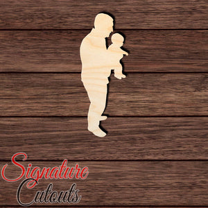 Father with Child Shape Cutout in Wood, Acrylic or Acrylic Mirror - Signature Cutouts