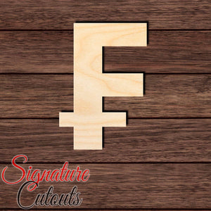 French Franc Symbol 001 Shape Cutout in Wood, Acrylic or Acrylic Mirror - Signature Cutouts