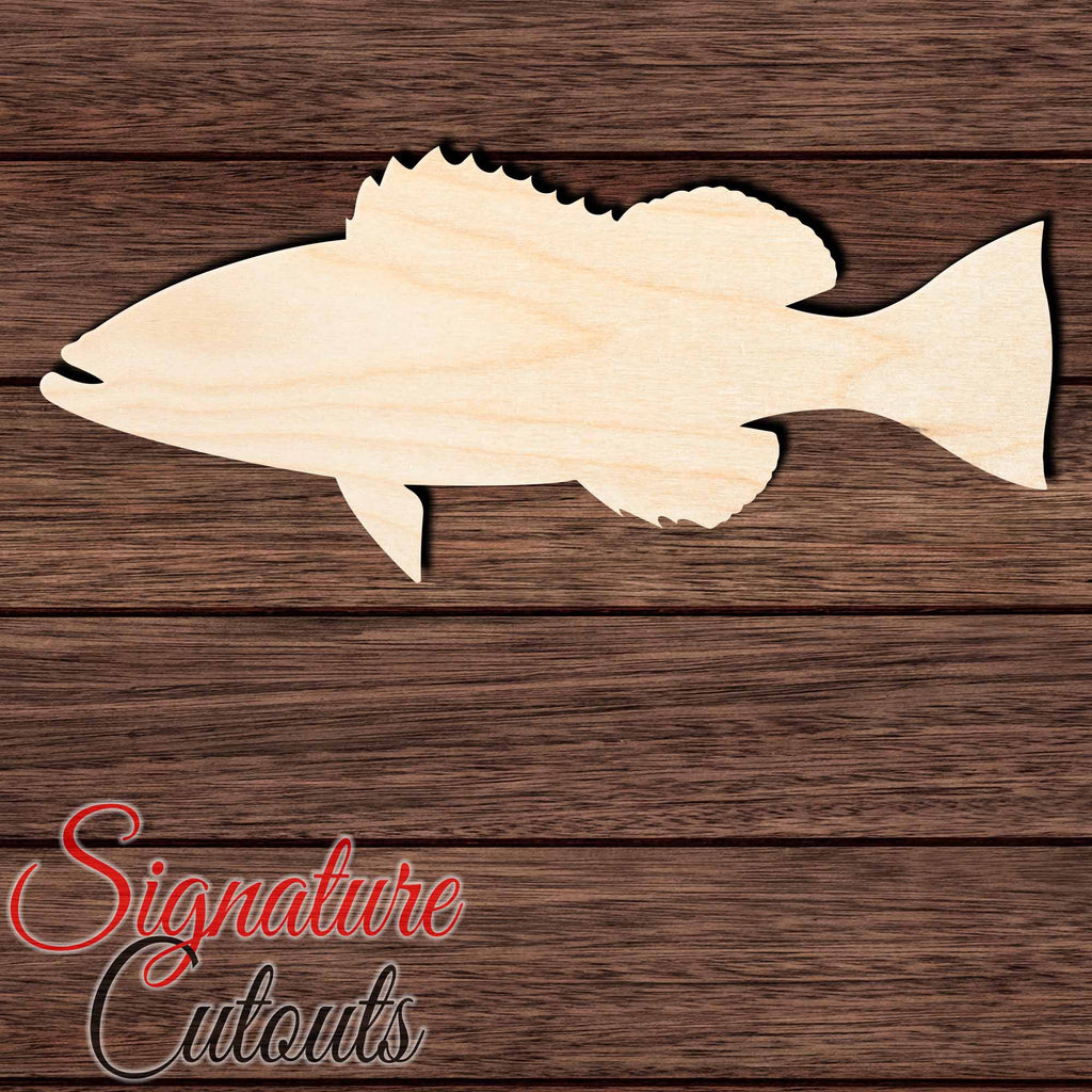 Gag Grouper 001 Fish Shape Cutout in Wood, Acrylic or Acrylic Mirror Craft Shapes & Bases Signature Cutouts 