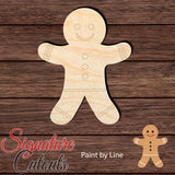 Gingerbread Man 002 - Paint by Line Shape Cutout in Wood