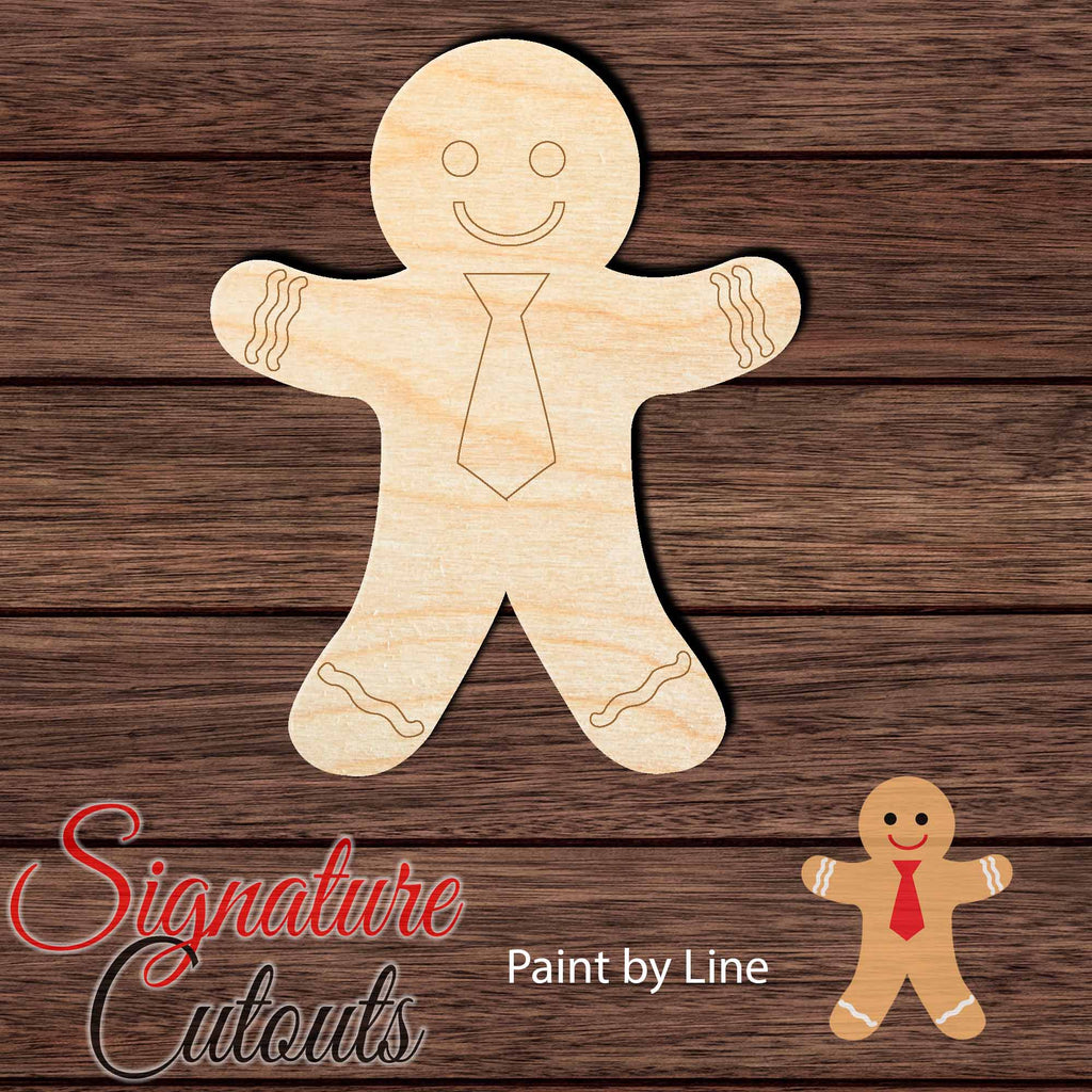 Gingerbread Man 003 - Paint by Line Shape Cutout in Wood, Acrylic or Acrylic Mirror - Signature Cutouts