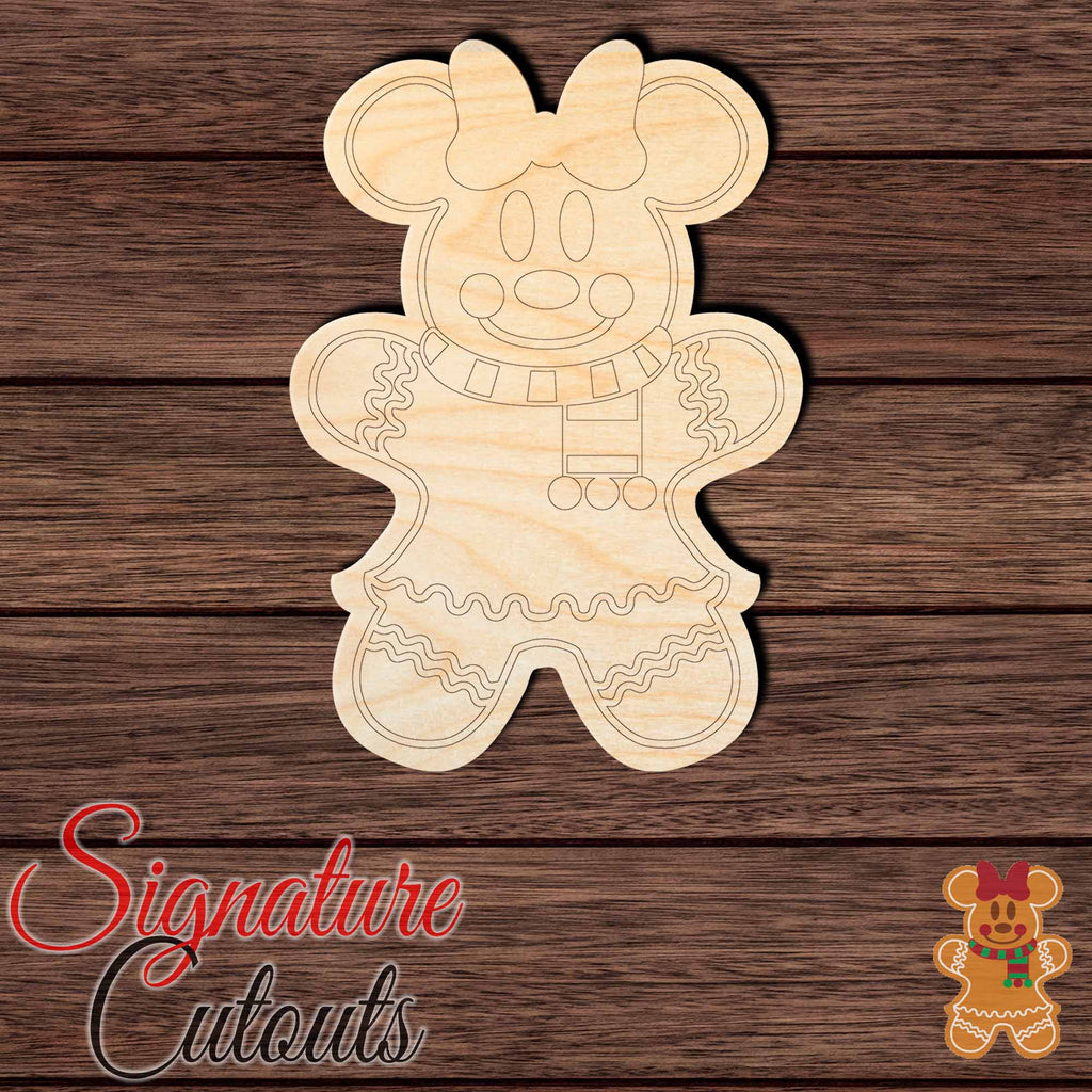 Gingerbread Minnie Mouse Shape Cutout in Wood, Acrylic or Acrylic Mirror - Signature Cutouts