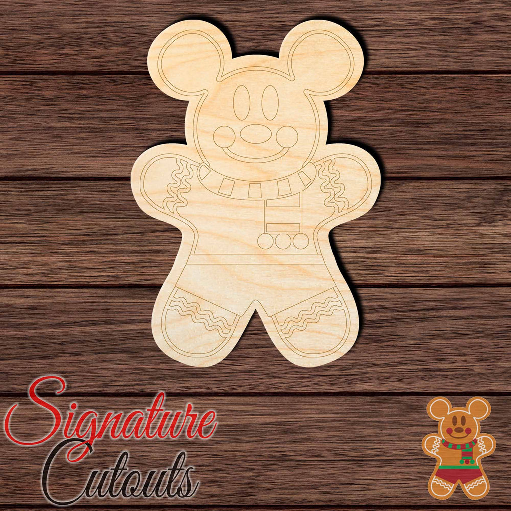 Gingerbread Mouse Shape Cutout in Wood, Acrylic or Acrylic Mirror - Signature Cutouts