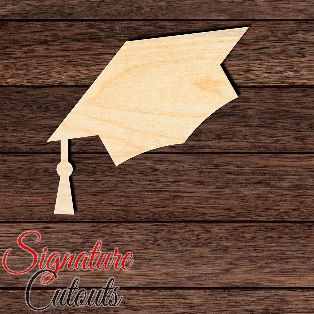 Graduation Cap 004 Shape Cutout in Wood, Acrylic or Acrylic Mirror - Signature Cutouts