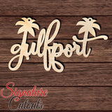 Gulfport with palms Shape Cutout in Wood