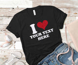 I Love Custom Shirt Glitter Sparkle Design T-Shirt Signature Apparel Co. X-Small Black 