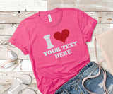 I Love Custom Shirt Glitter Sparkle Design T-Shirt Signature Apparel Co. X-Small Charity Pink 