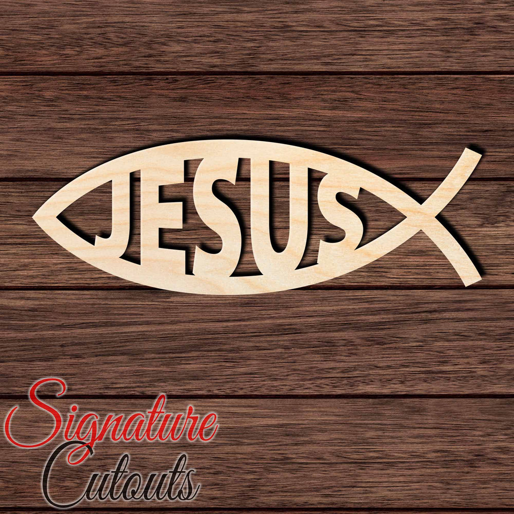 Jesus Fish 001 Shape Cutout in Wood, Acrylic or Acrylic Mirror - Signature Cutouts
