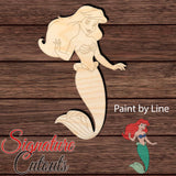 Little Mermaid 001 - Shape Cutout - Paint by Line in Wood