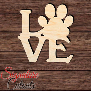 Love Paw 001 Shape Cutout in Wood, Acrylic or Acrylic Mirror in Wood, Acrylic or Acrylic Mirror - Signature Cutouts