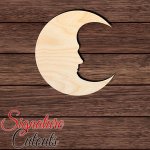 Moon Face 002 Shape Cutout in Wood, Acrylic or Acrylic Mirror - Signature Cutouts