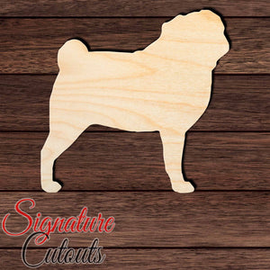 Pug Shape Cutout in Wood, Acrylic or Acrylic Mirror - Signature Cutouts