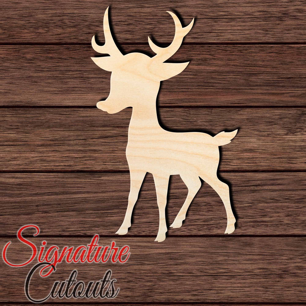 Reindeer 001 Shape Cutout in Wood, Acrylic or Acrylic Mirror - Signature Cutouts
