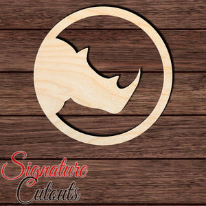 Rhino with Circle 001 Shape Cutout in Wood, Acrylic or Acrylic Mirror - Signature Cutouts